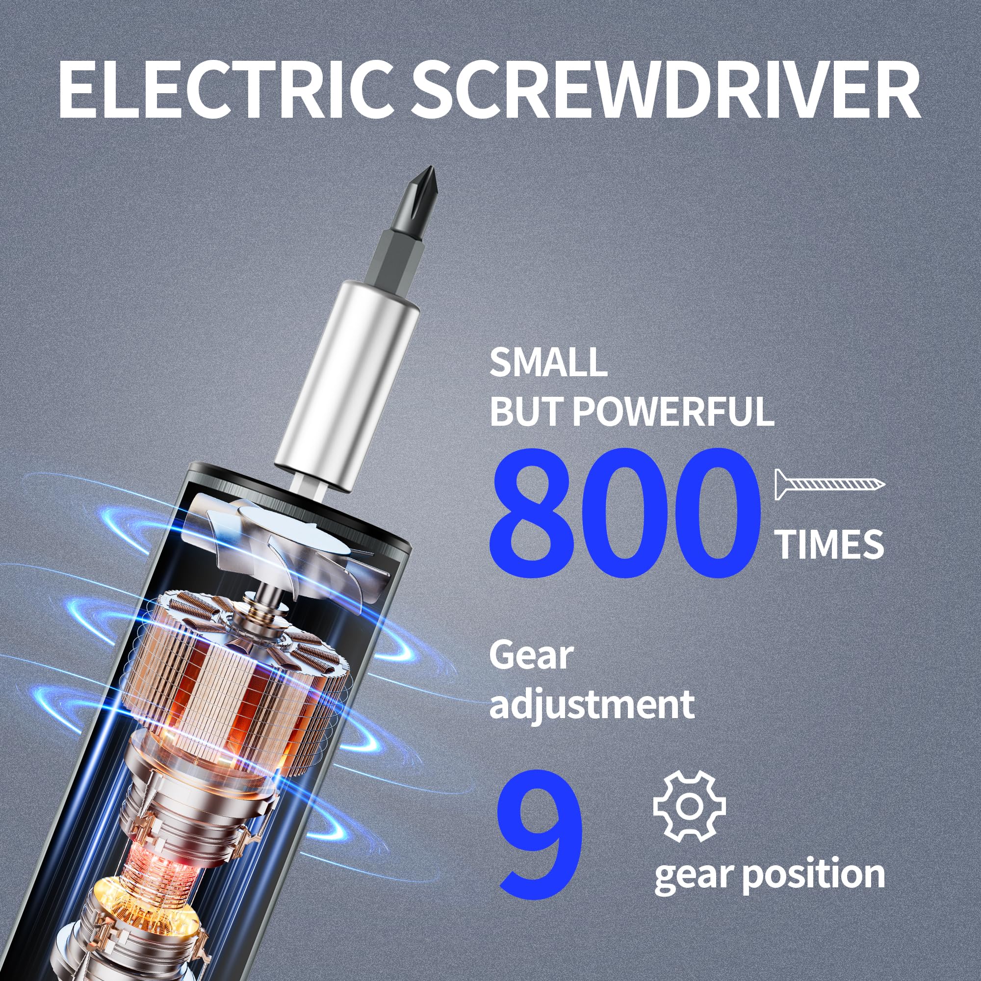 CBVCBV ergonomic screwdriver showing 1-9 speed levels for precise control.