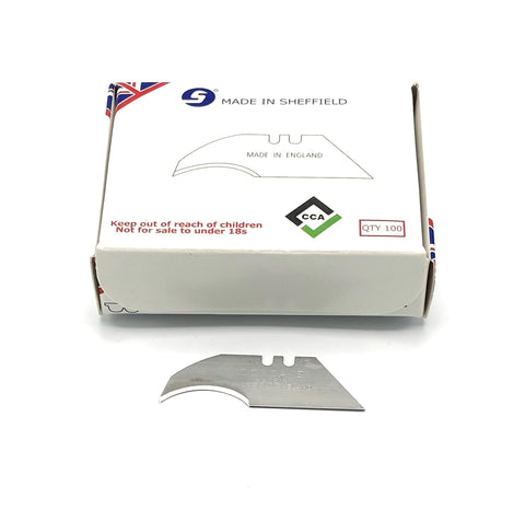 CCA concave trimming knife blades 100-pack for precise flooring cuts.