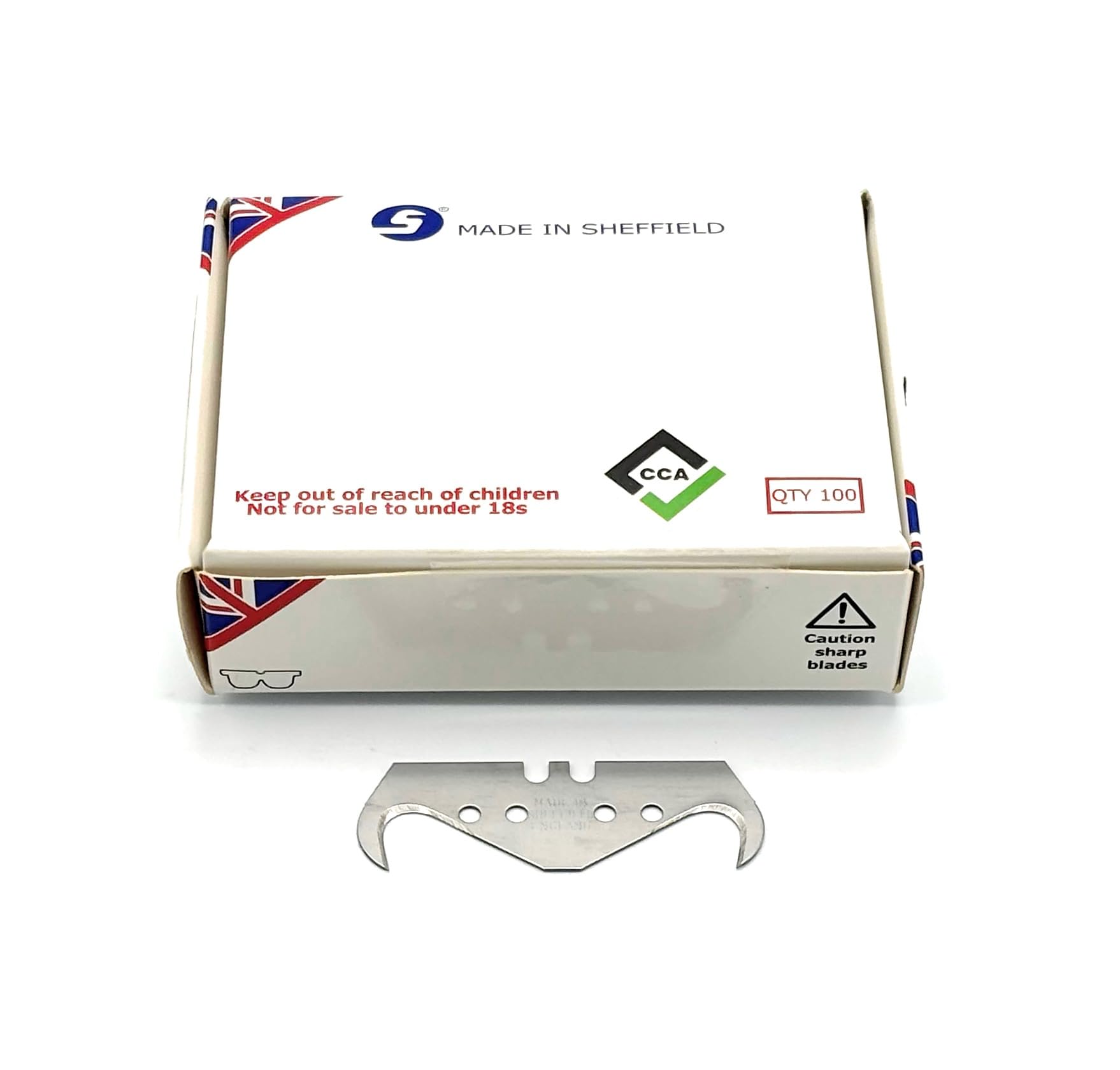 CCA Super Big Hook trimming blades front view for precise roofing and flooring cuts.