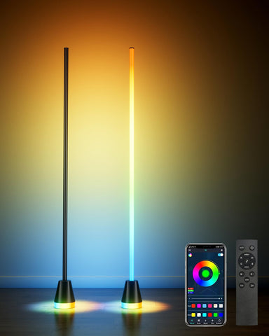 CCACC 2-pack corner floor lamp glowing base for mood lighting