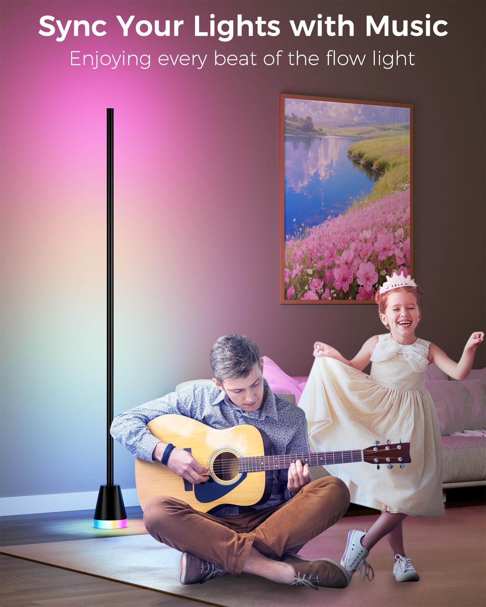 CCACC 59-inch tall lamp in a living room setup adds dramatic lighting