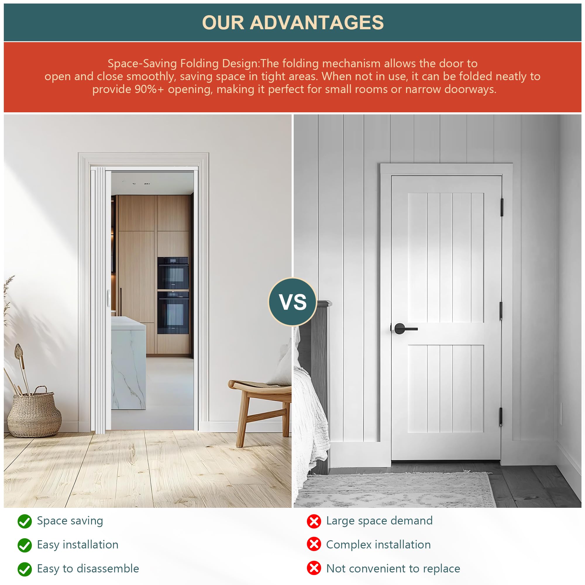CCBOYSHARDWARE space-saving design enabling 90% opening for flexible interior use.