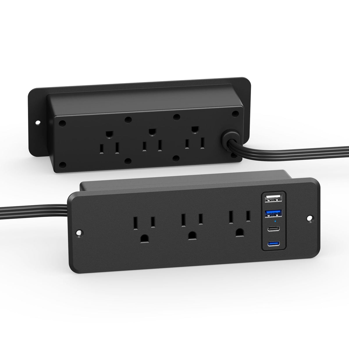 CCCEI 6-outlets dual-side recessed power strip mounted under desk for clutter-free workspace