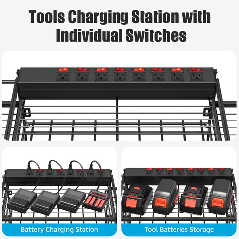 CCCEI large drill charging station with 6ft power strip and surge protection.