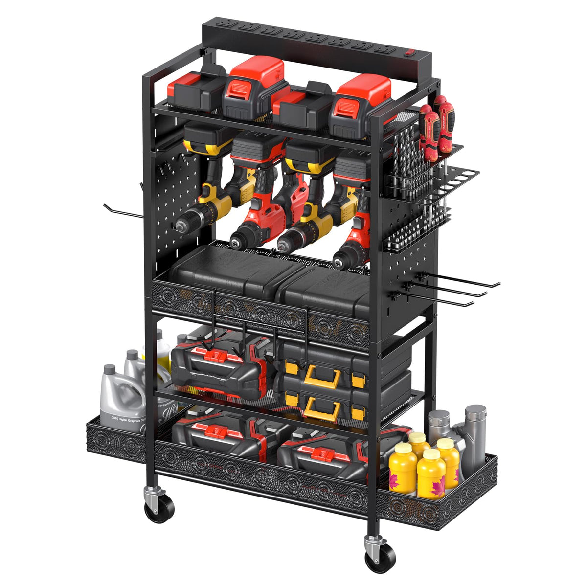 CCCEI garage cart with wheels for easy workshop organization and mobility.