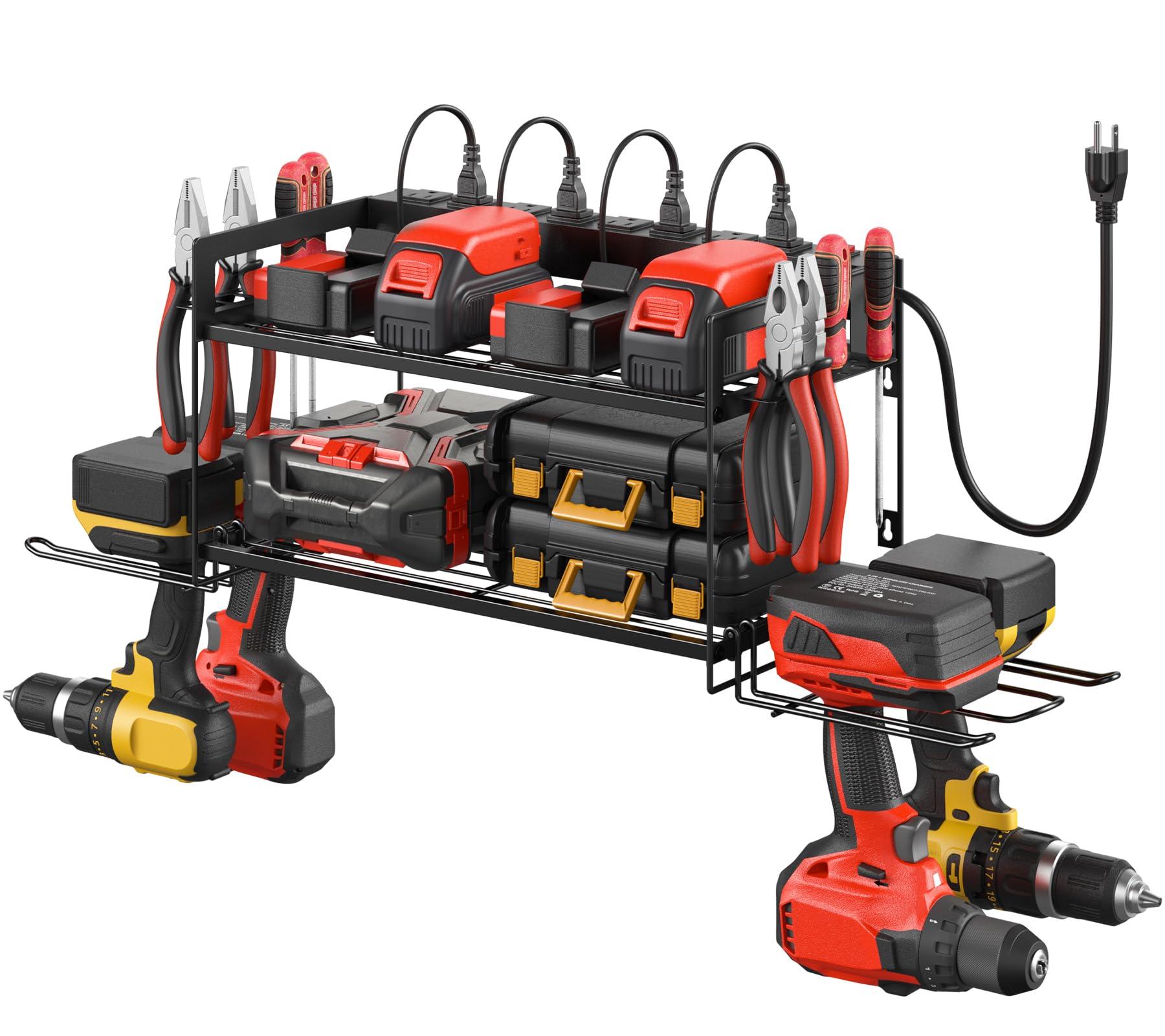 CCCEI garage storage with charging station front view keeps tools organized for quick access.
