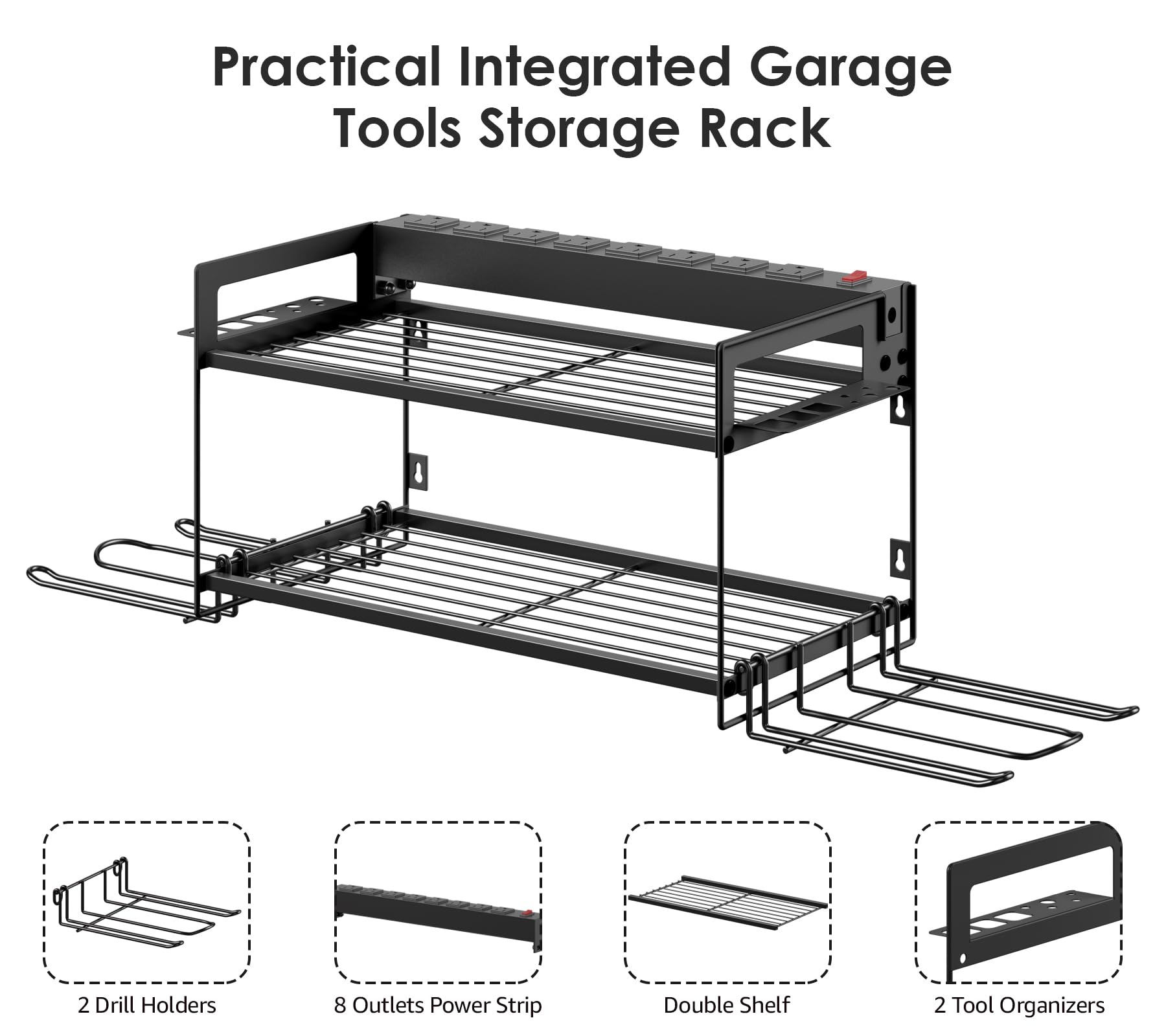 CCCEI double shelves and drill holders enable neat tool storage and quick retrieval.