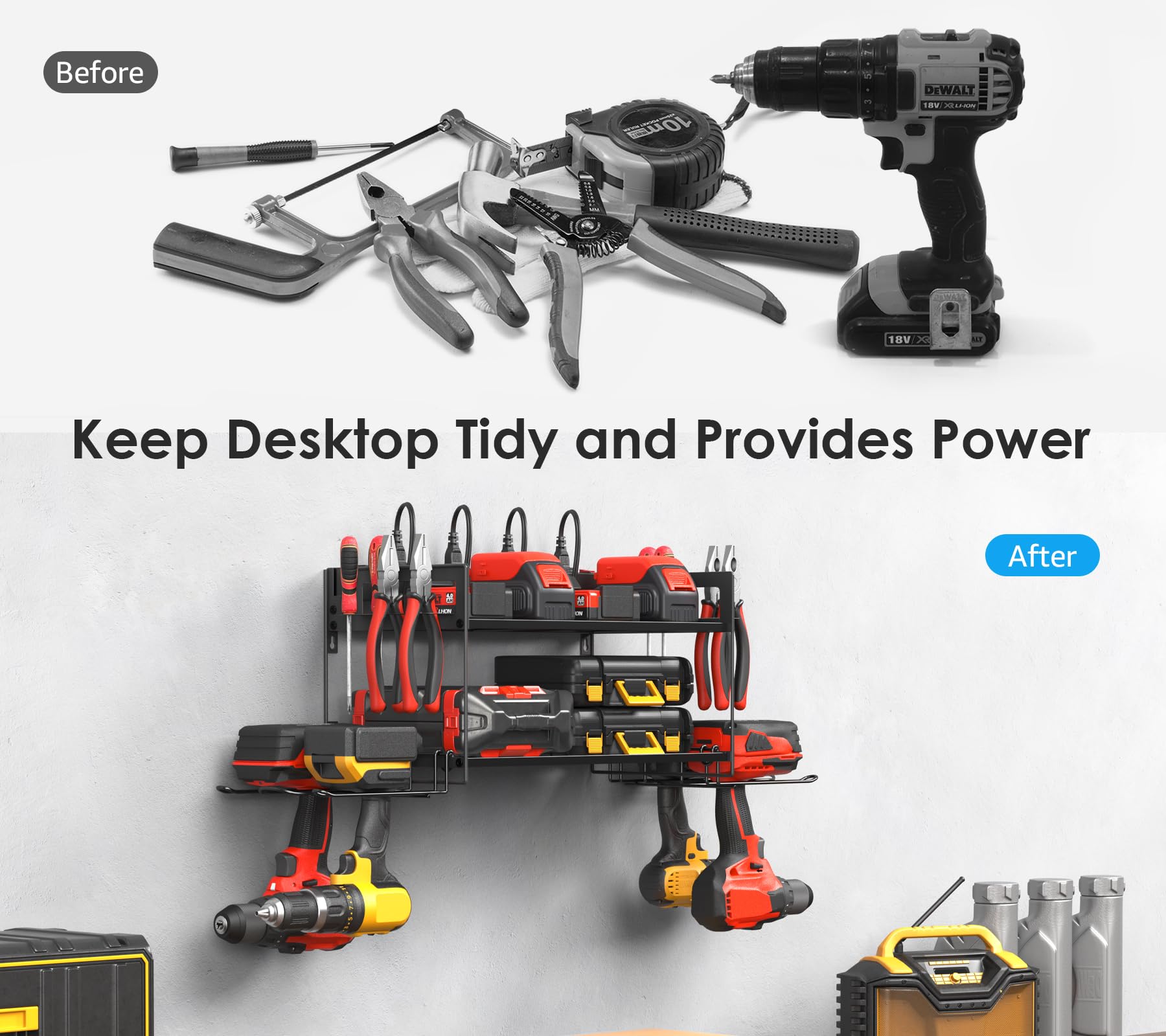CCCEI durable metal construction withstands garage use and fits multiple tool sizes.