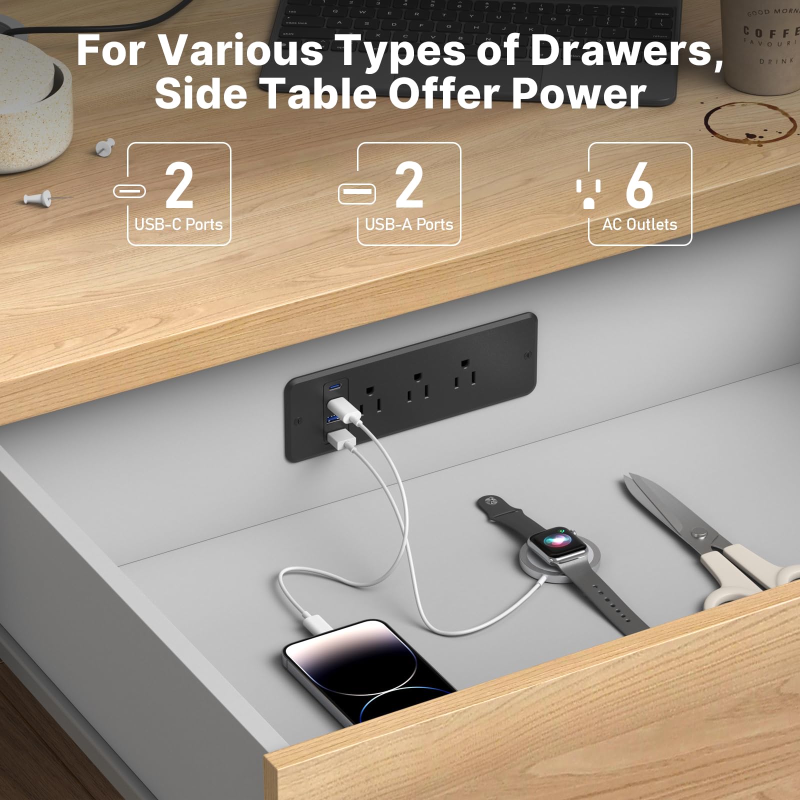 CCCEI hidden drawer outlet station hides cables and charging hardware
