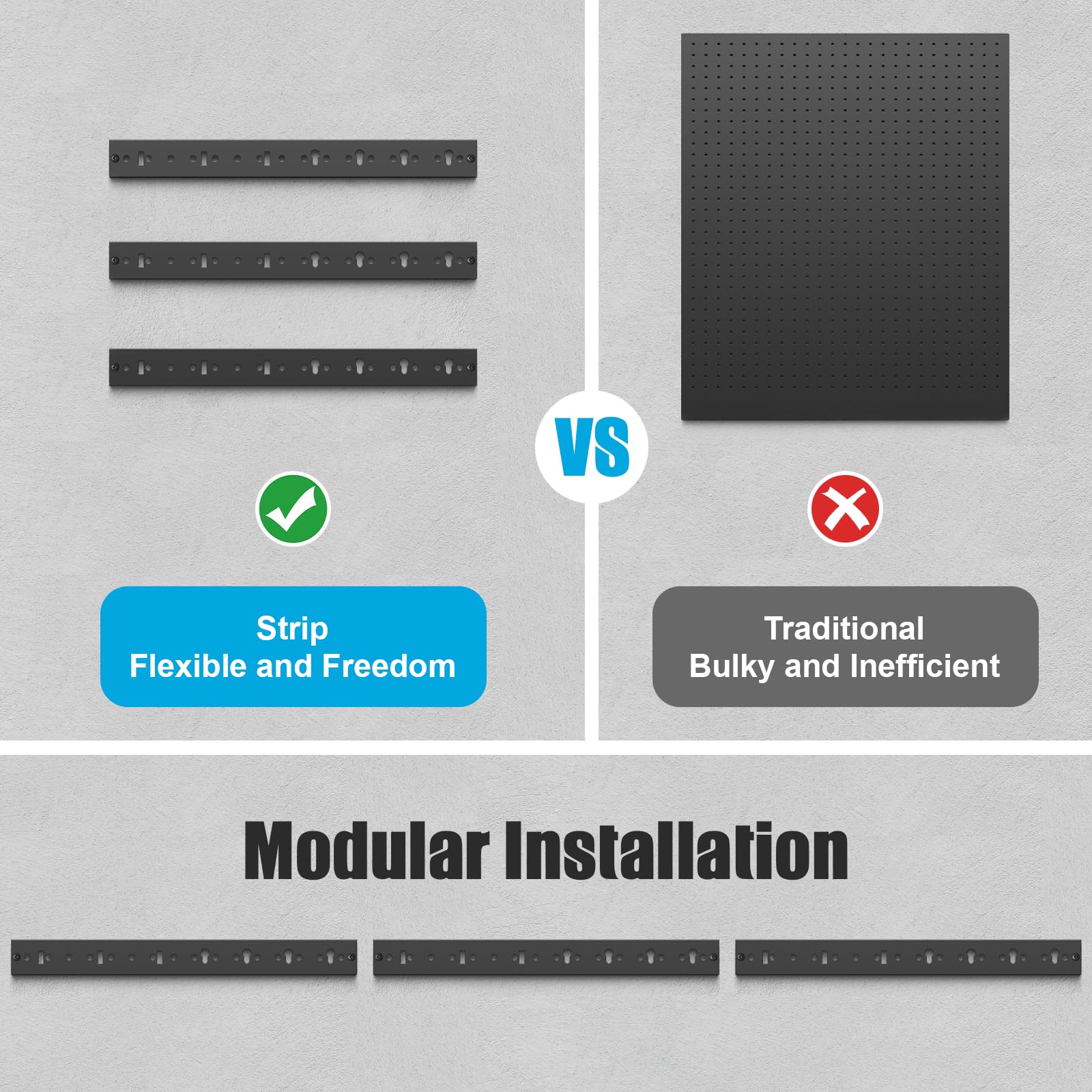 CCCEI pegboard hooks and double hooks demonstrate flexible storage options.