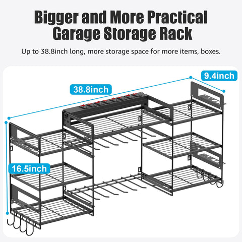 CCCEI three tier shelves maximize garage storage efficiency.