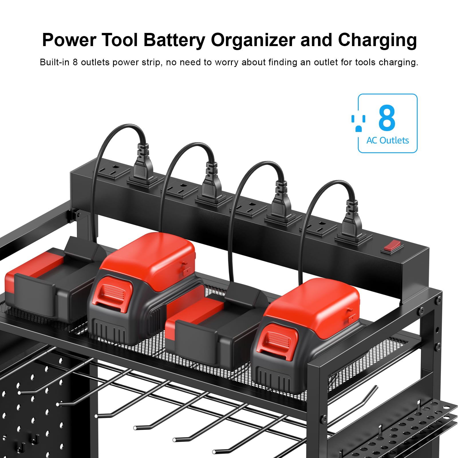 CCCEI tool battery charging station keeps spares ready for use.