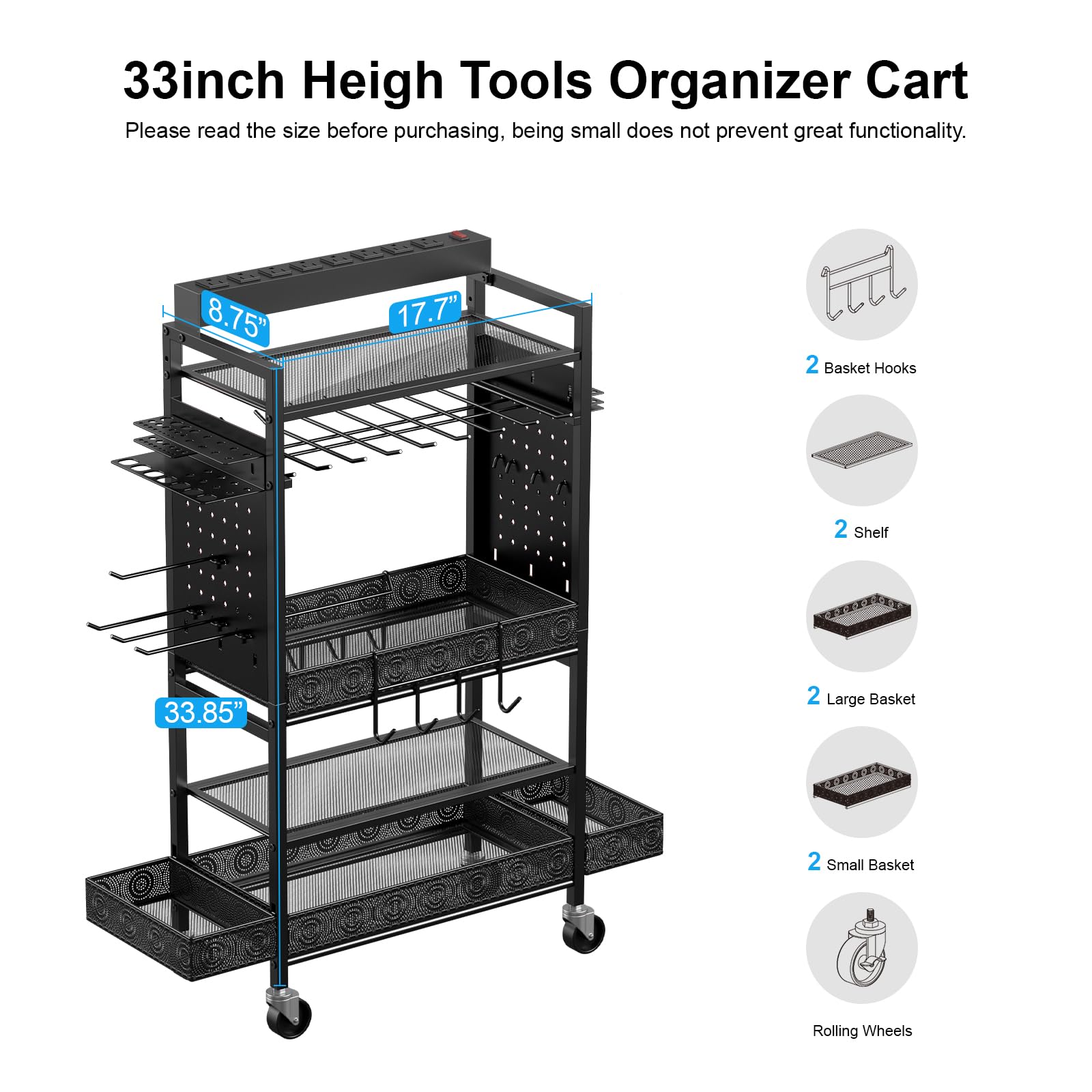 CCCEI two layer shelves and baskets maximize drill and tool storage.