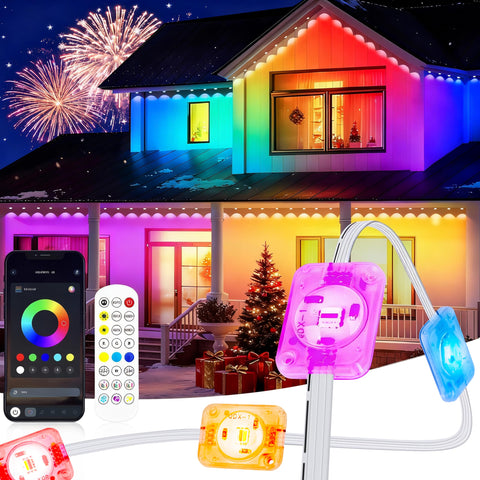 CCILAND 100ft outdoor lights installed along eaves for festive glow