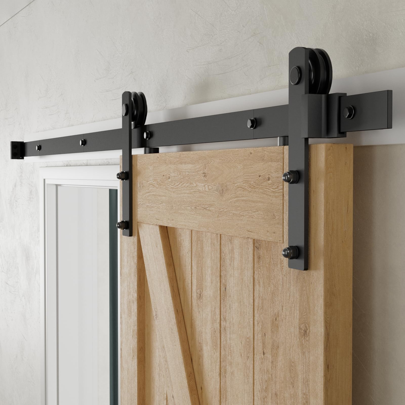 CCJH 6ft spliced rails shown for sturdy barn door operation and reliability