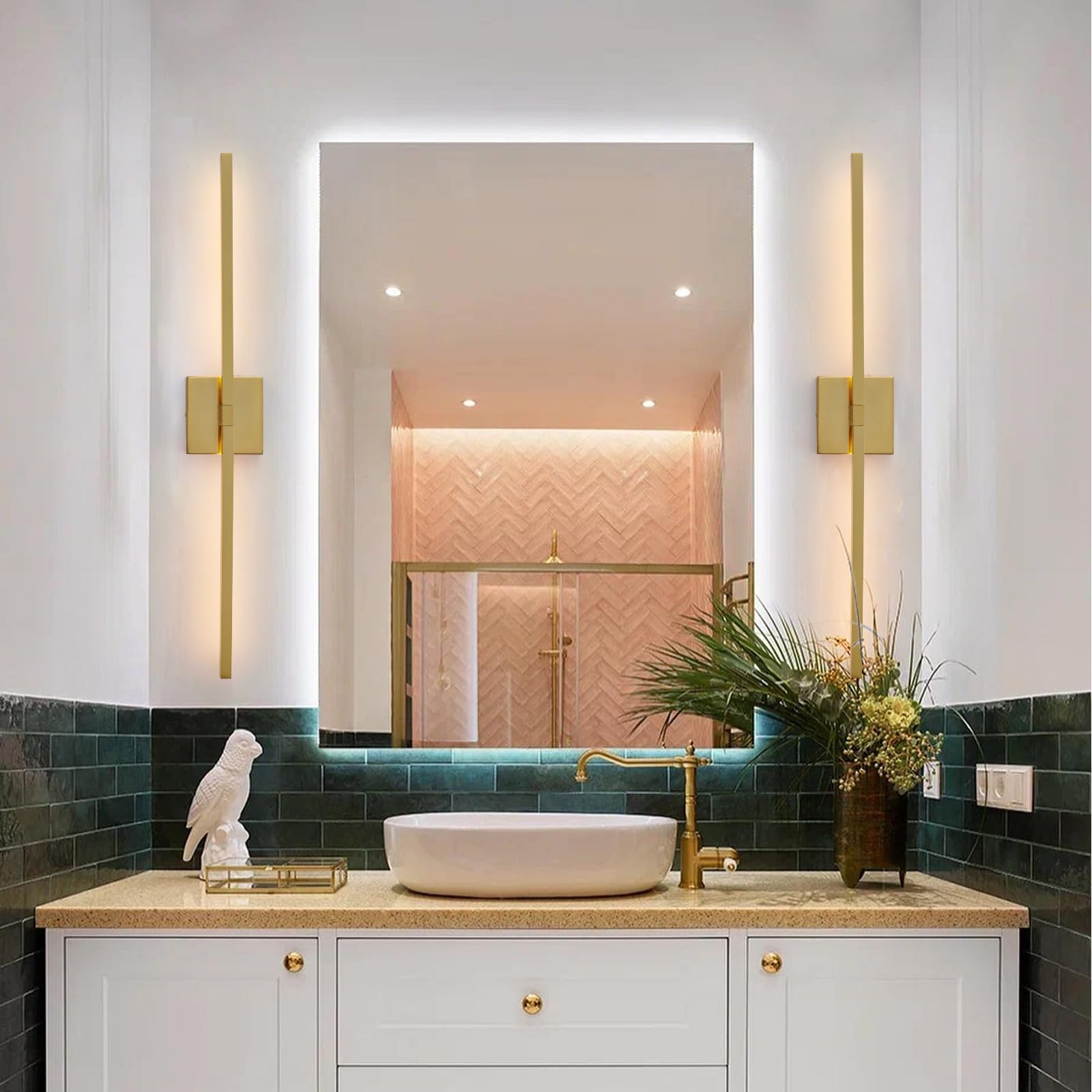 CCYCOL gold bathroom light with waterproof anti-fog shade for humidity