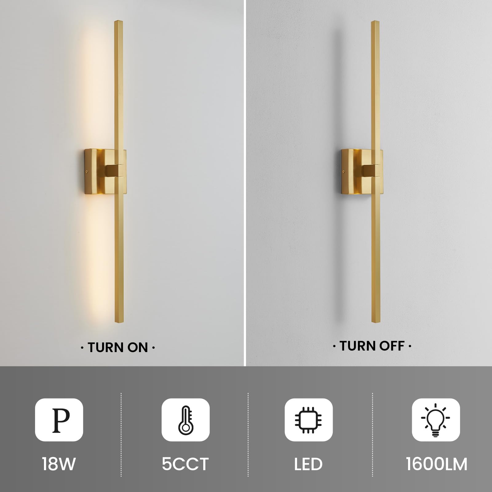 CCYCOL gold vanity light with a 50000-hour lifespan in premium finish