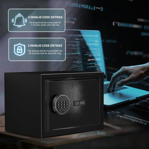 CDC DIGI safe box back panel highlighting reinforced construction
