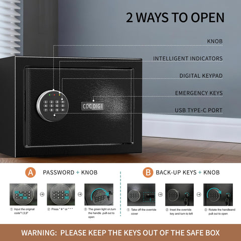 CDC DIGI safe box interior shelves for organized storage