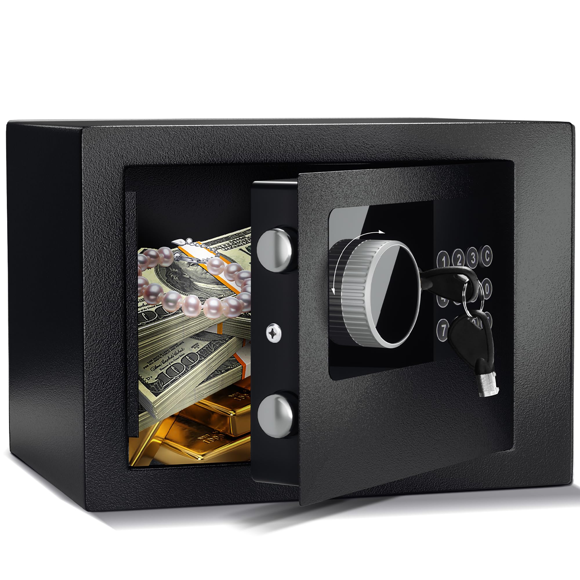 CDC DIGI safe front view with keypad, ideal for compact valuables storage.