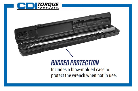 Protective blow-molded case included with CDI torque wrench for storage.