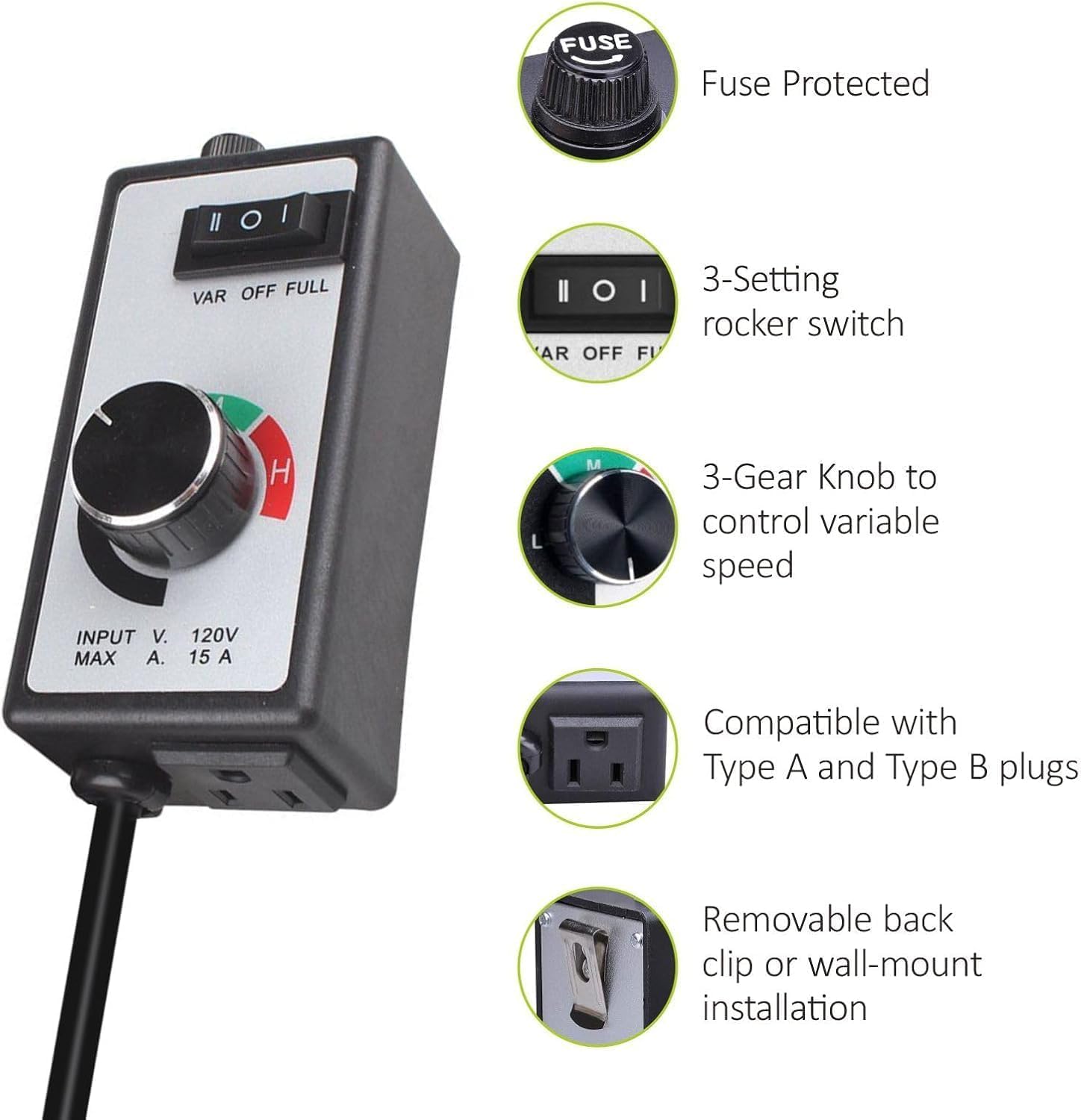 CDMALL speed controller side ports for safe wiring