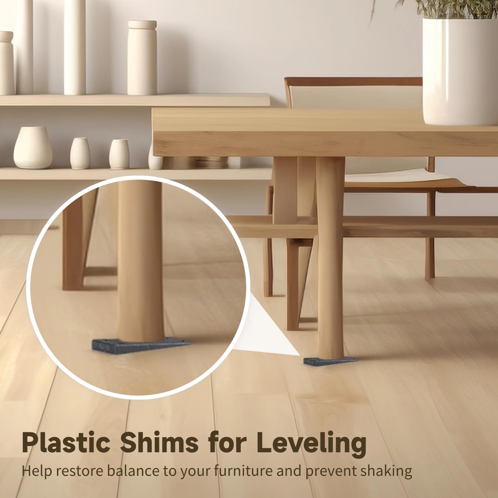 CDOKY serrated furniture leveling wedges provide secure, no-slip support.