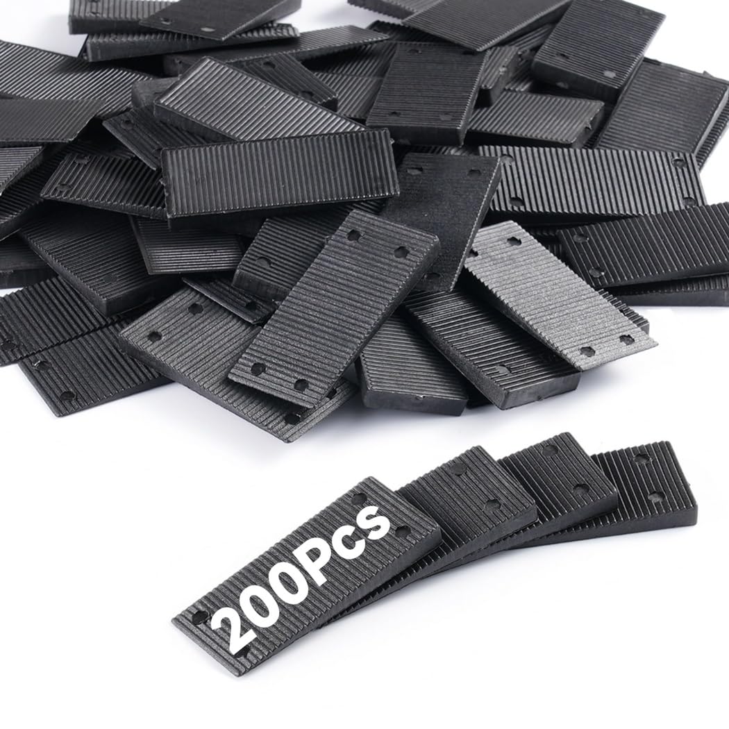 CDOKY 200-pack plastic leveling shims stabilize wobbly tables and furniture.