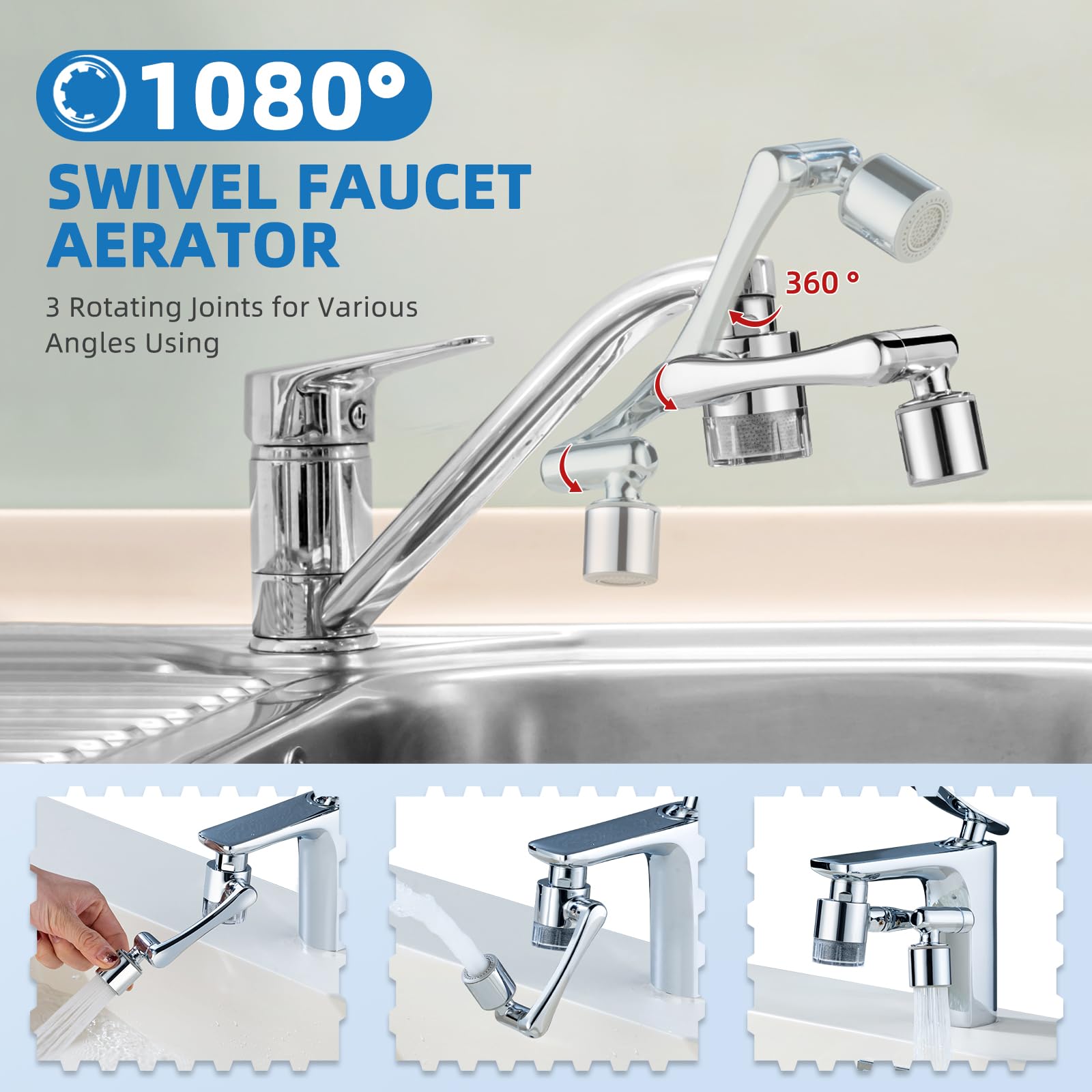 CECEFIN 1080-degree swivel aerator lets you reach every corner.