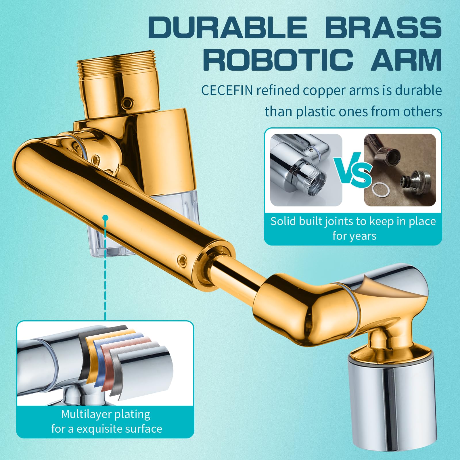 CECEFIN premium brass and ABS build resists daily wear.