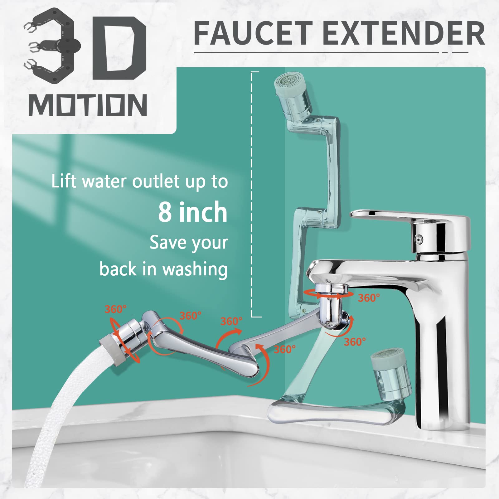CECEFIN swivel aerator shows two modes for gentle wash and strong rinse