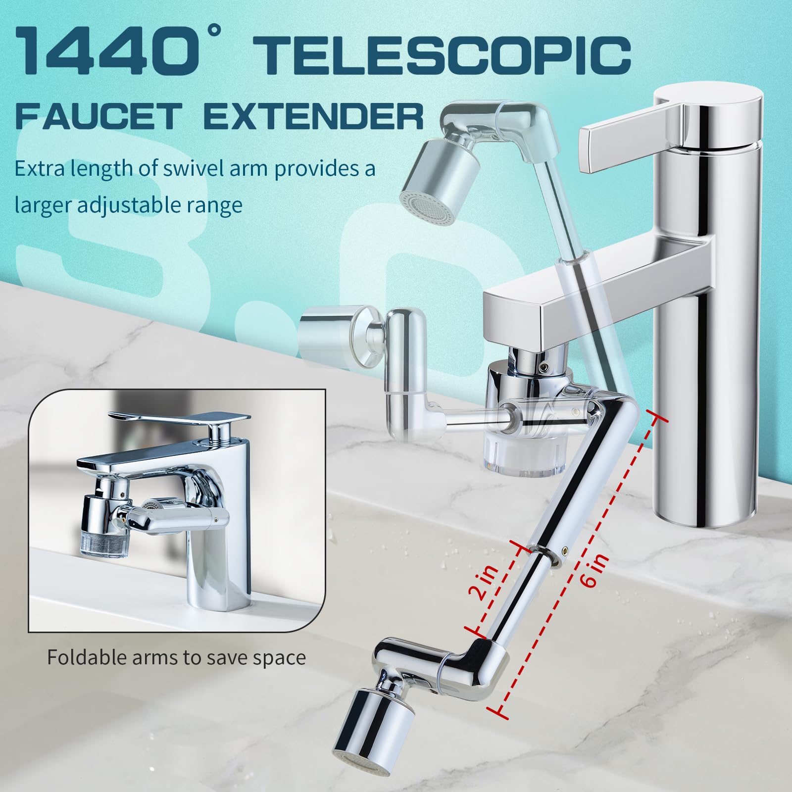 CECEFIN telescopic arm extended to reach large sinks.