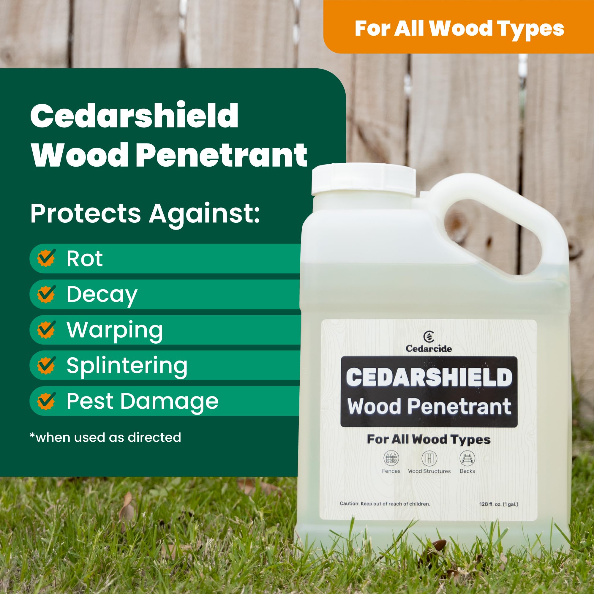 Cedarcide Cedarshield brush application on deck boards for even coverage.