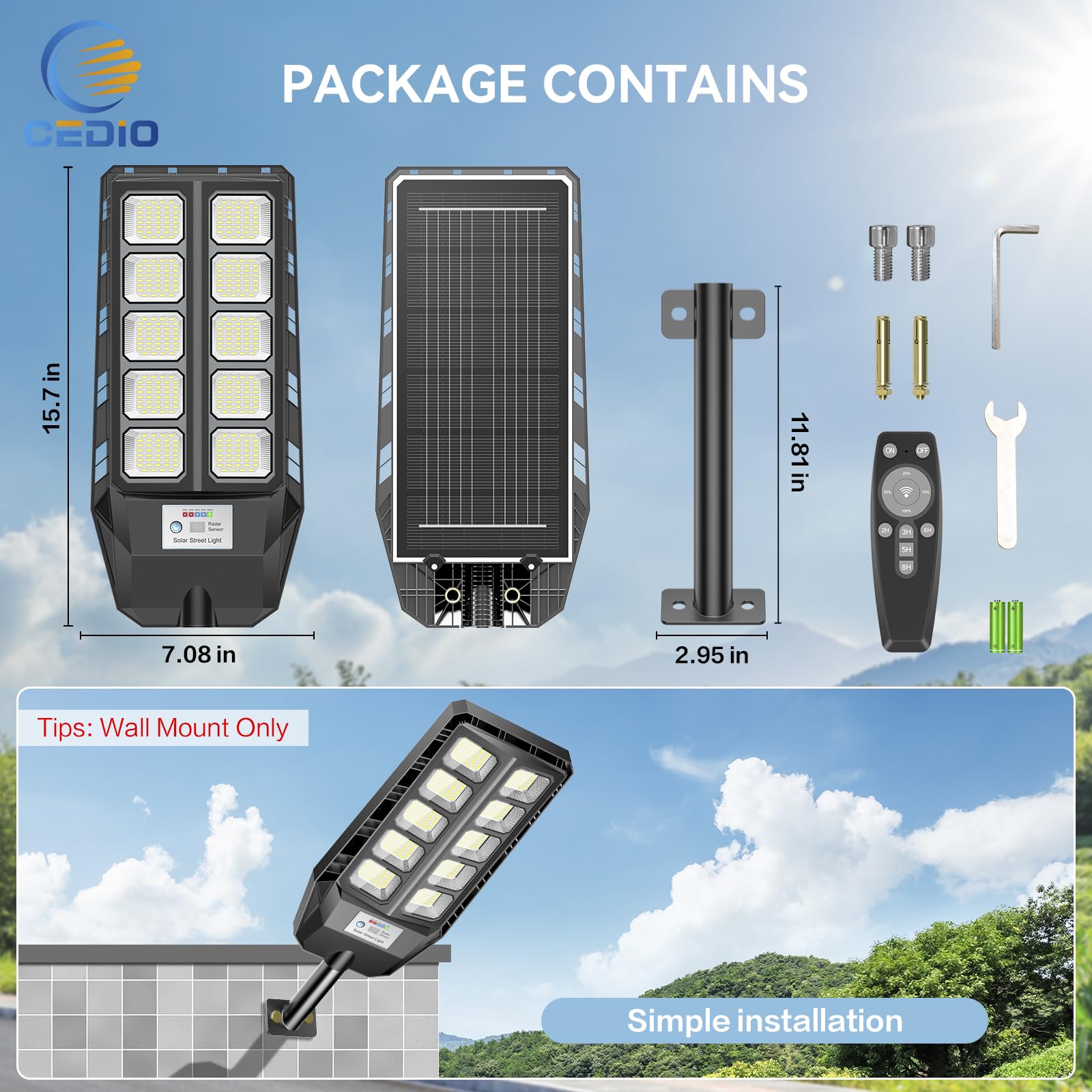 CEDIO 6500K daylight color temperature for clear nighttime visibility.