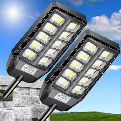 CEDIO 6500W solar light outdoor, front view, wide 240-degree beam for large-area lighting.