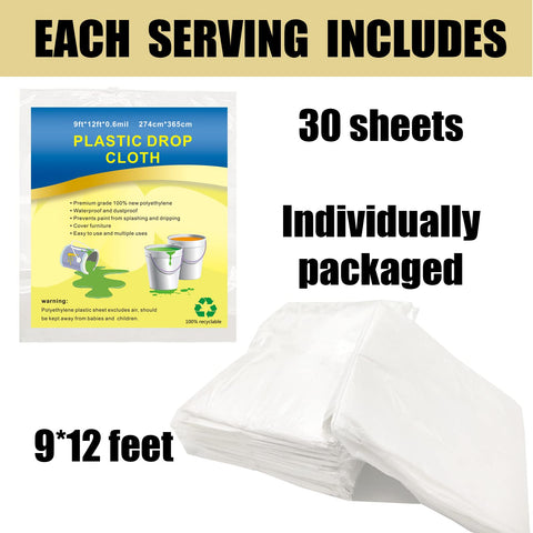 Cedolio clear drop sheets unfolded on the floor for full coverage.