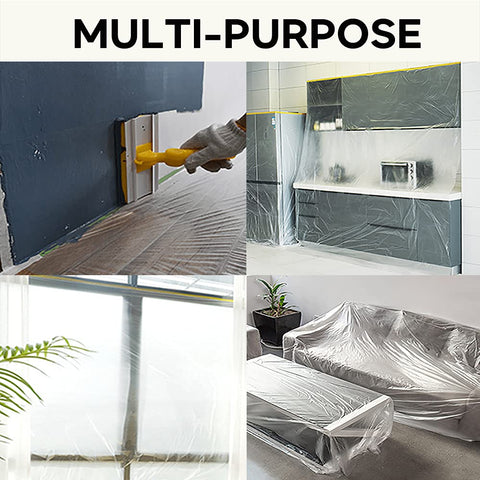 Cedolio drop sheets shield walls during painting tasks.