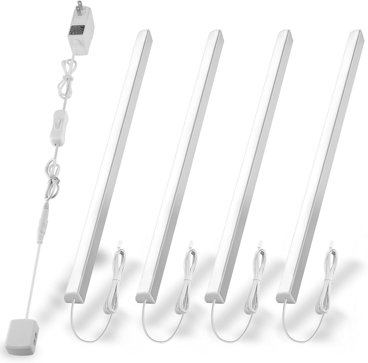 Cefrank 4-pack 12in V-shaped light bars illuminate under-cabinet spaces with even brightness.