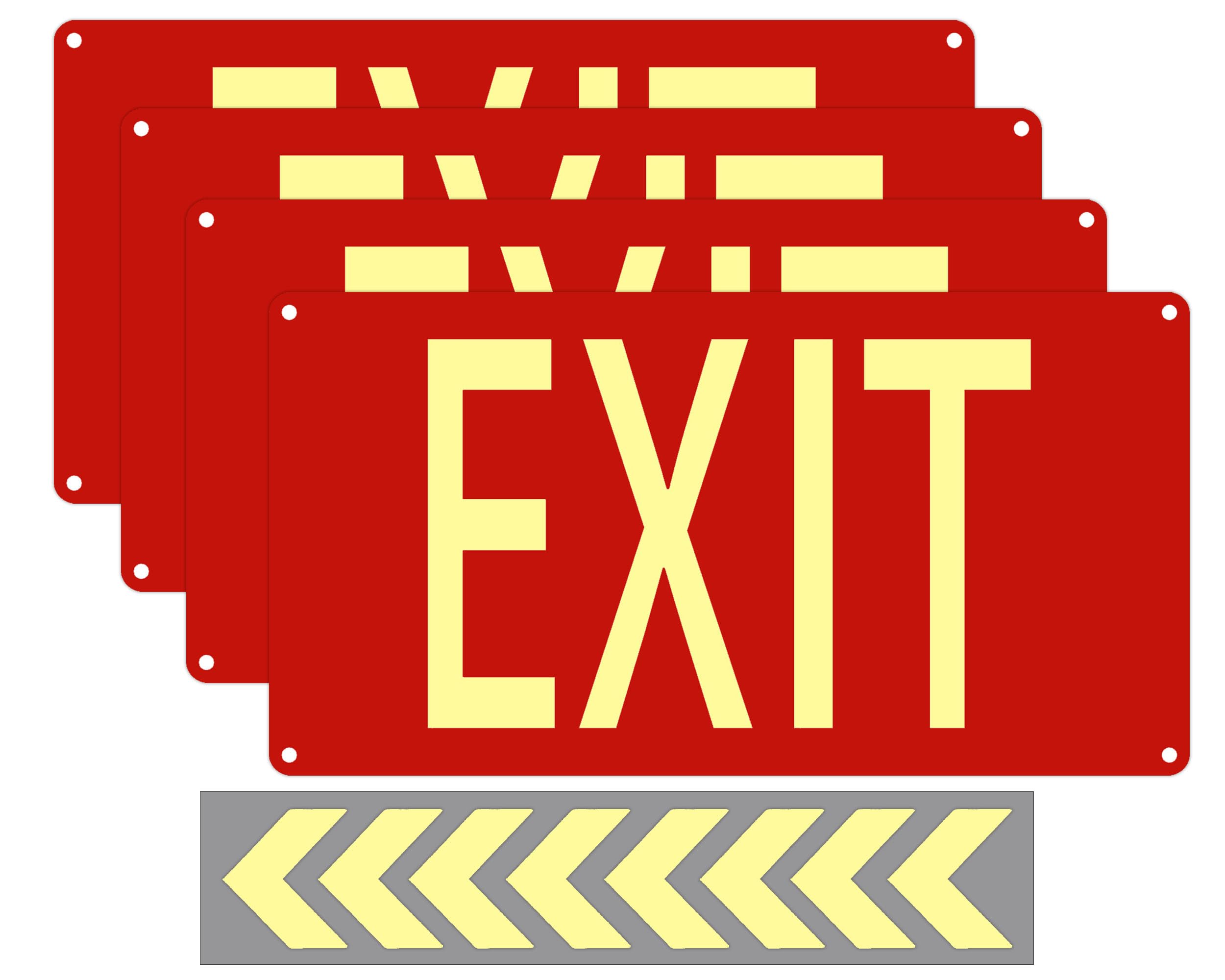 Cefrashi photoluminescent exit sign glows for clear guidance in low light.