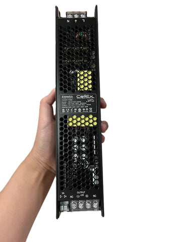 CEILEX Triac dimmable LED driver back view with clear wiring terminals.