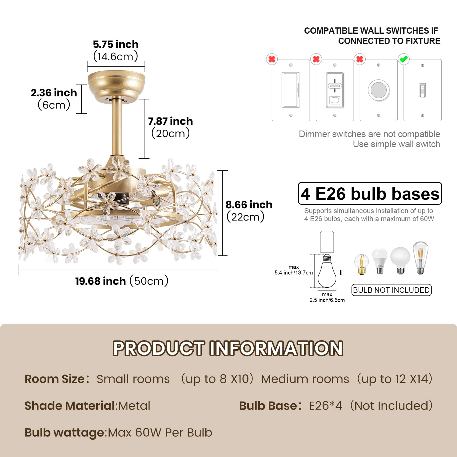 Fairy-tale light and shadow with four-bulb configuration.
