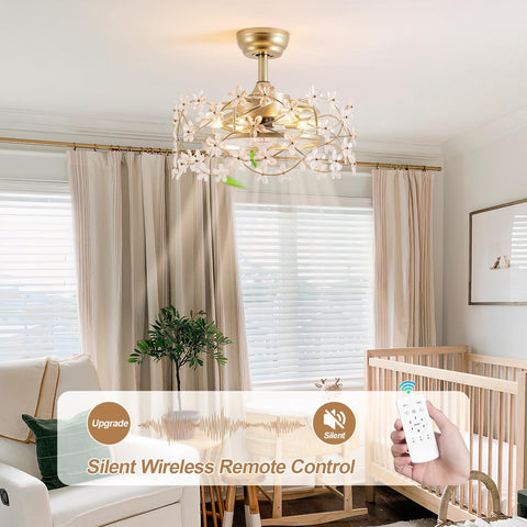 CELAVIEIOP remote control enables convenient light and fan adjustments from the couch.