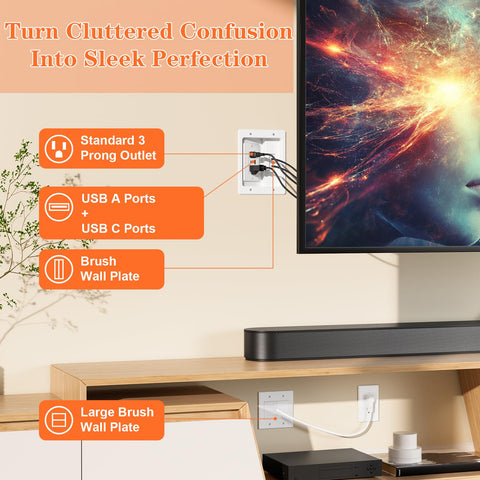 Celendor 9.8ft power cord enables flexible in-wall routing.