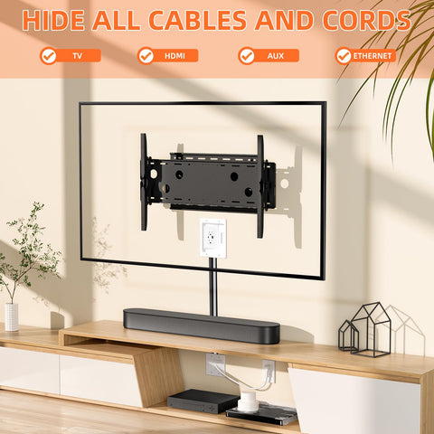 Celendor recessed outlet box installs flush in the wall to hide outlets.