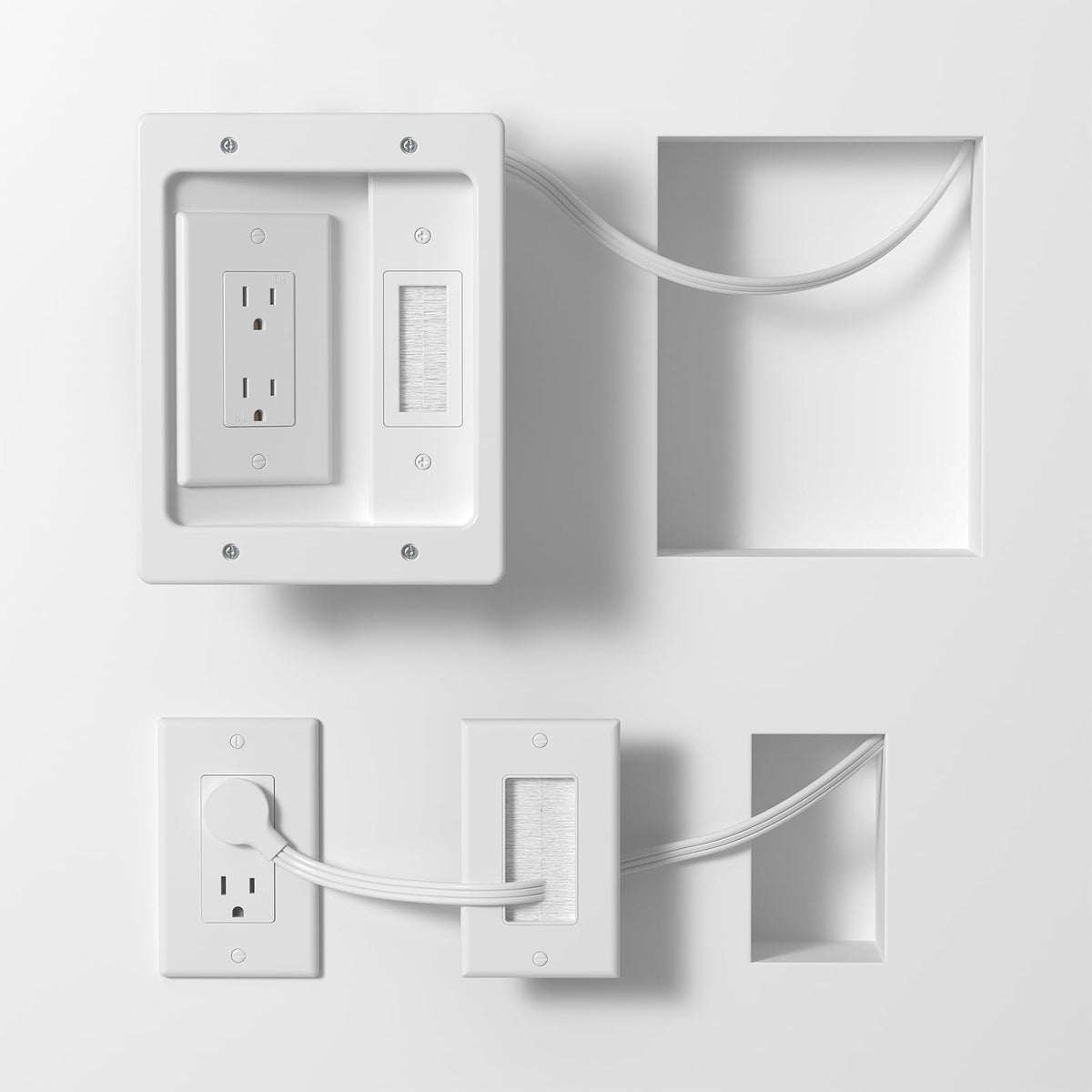 Celendor wall cable management kit with brush wall plate for clean TV setup
