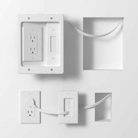 Celendor wall cable management kit with brush wall plate for clean TV setup