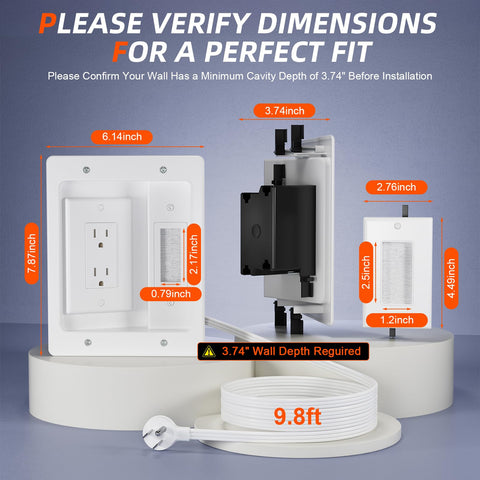Celendor wall outlet box with 2 AC outlets keeps power tidy and accessible