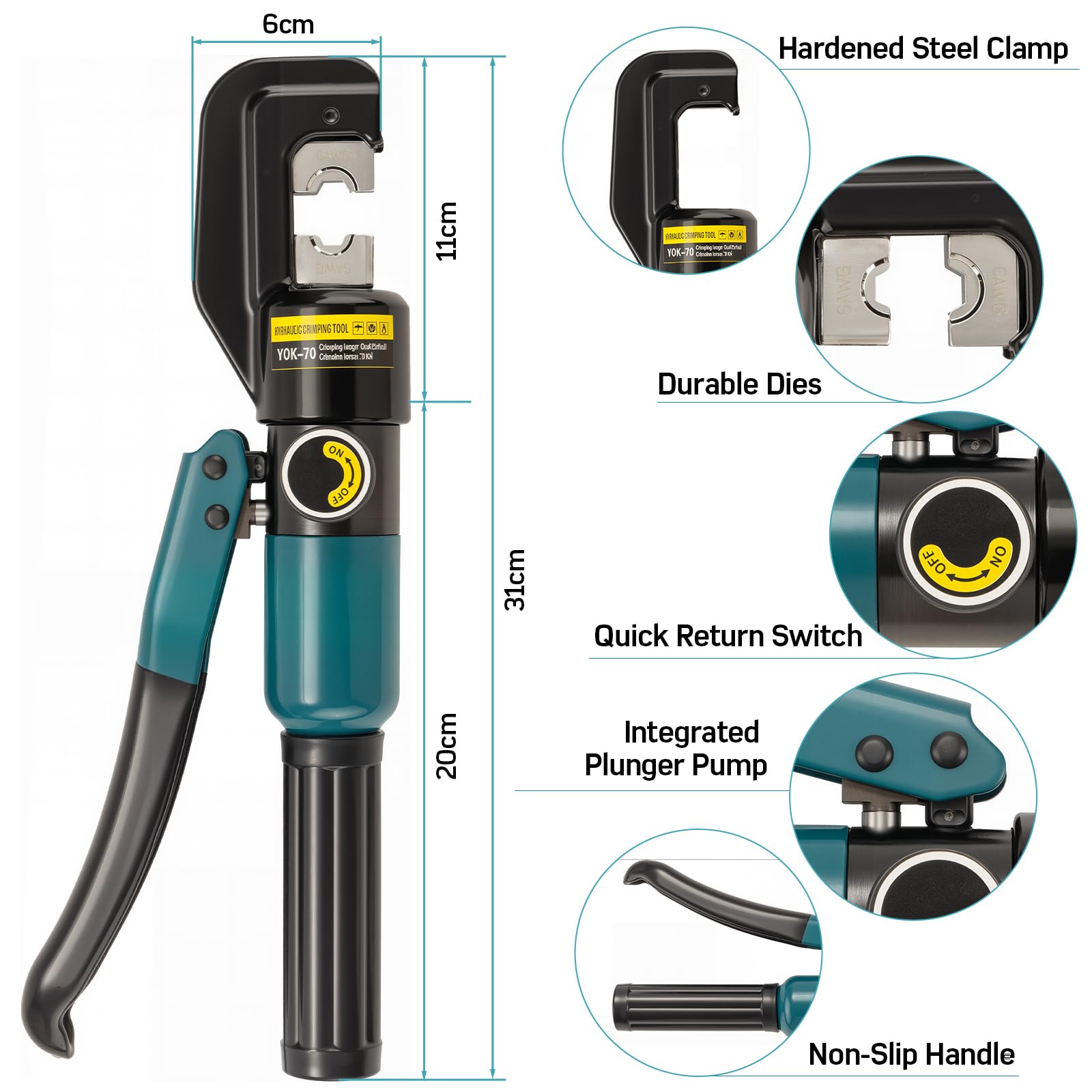 CELYND tool featuring one-handed auto release for reduced fatigue during use.