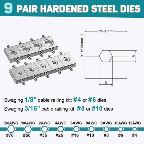 CELYND rail cable crimp for 1/8 to 3/16 inch stainless cables.