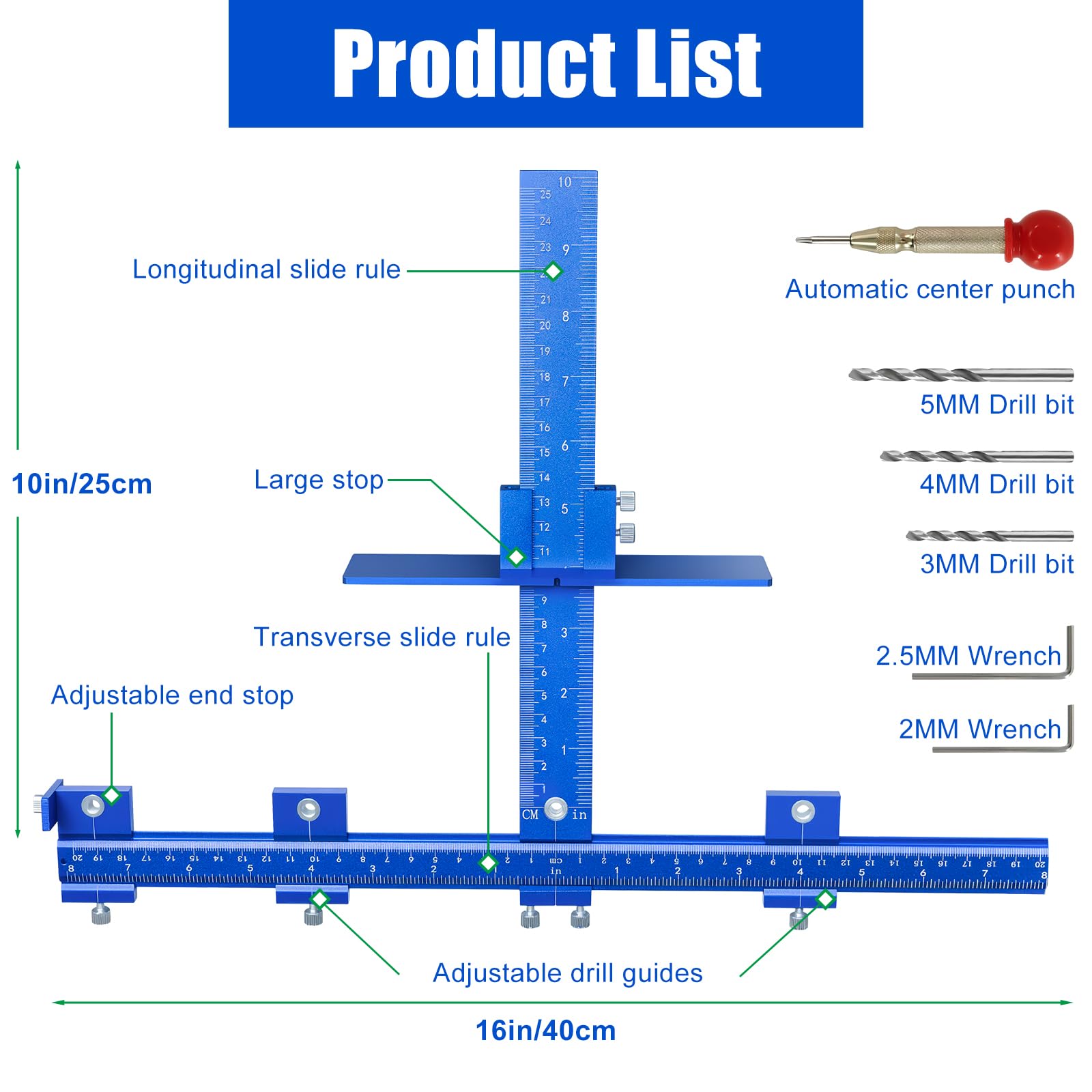 CenfeiTooL jig with 16-inch range facilitating varied handle drilling distances